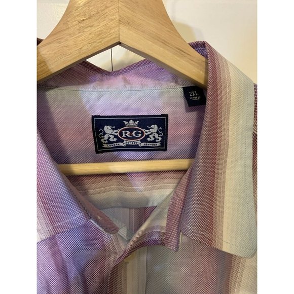 VTG R&G London New York Button Up Men’s Sz 2XL 80’s 90s Vintage Vertical Striped - Picture 2 of 9